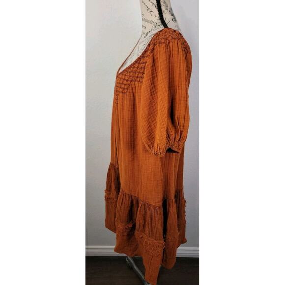 Free People Sunday Stroll Maxi Dress Button down Tiered Oversized Embroidered S - Picture 6 of 9